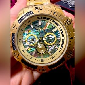 Invicta Pro Diver SCUBA Men's Watch w/ Abalone Dial - 51mm, Gold (25094)